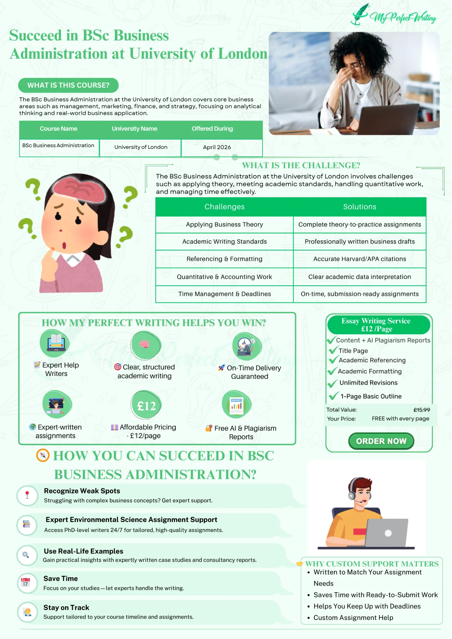 BSc Business Administration student struggles and My Perfect Writing solutions