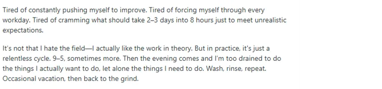 A student who is experiencing burnout from an overwhelming cybersecurity course.