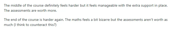 Student encountering issues in the MU123  course on Reddit