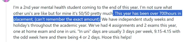 Student sharing the burden and overtime of placement hours.