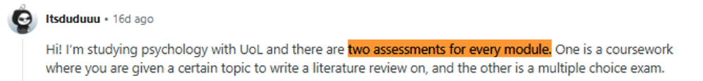 Student encountering issues in the BSC Psychology course on Reddit