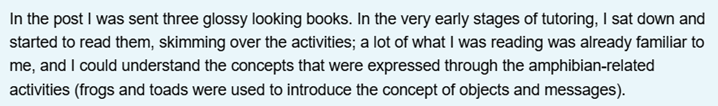 Open University’s tutor use of frog and toads’ examples in coding