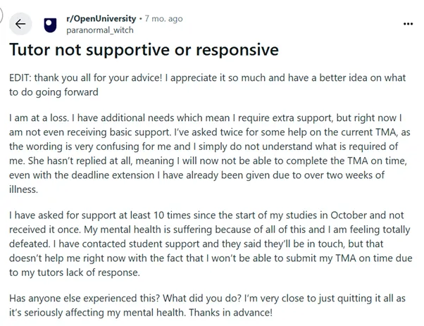 Tutor showing no Responsibilities to their Students