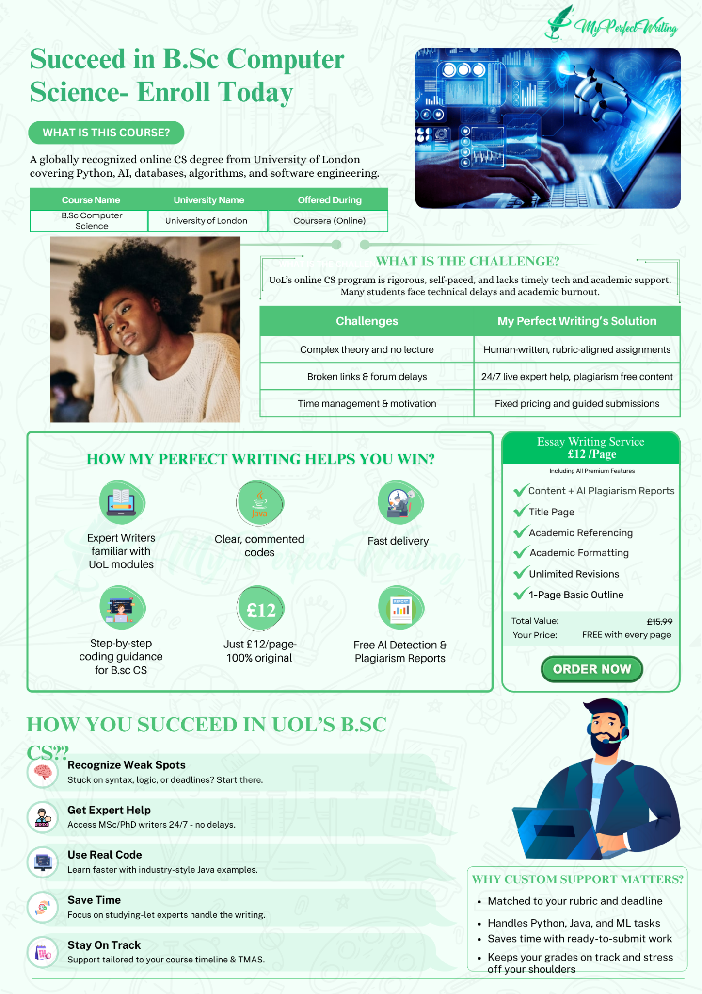 Summary of B.Sc. Computer Science at the University of London (UK) and My Perfect Writing's Solutions