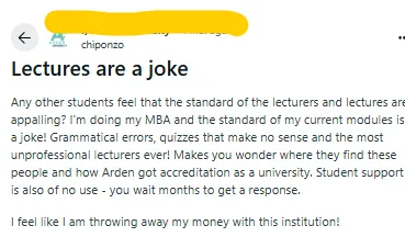 Student’s Comment about Lectures and Support