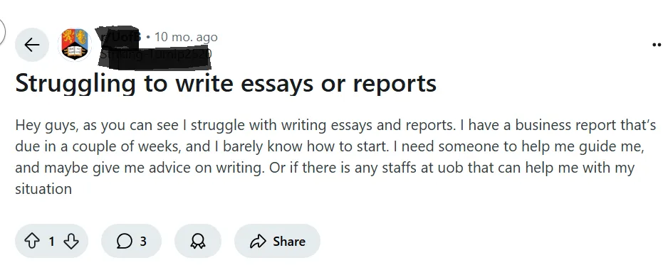 Students struggle with writing business reports
