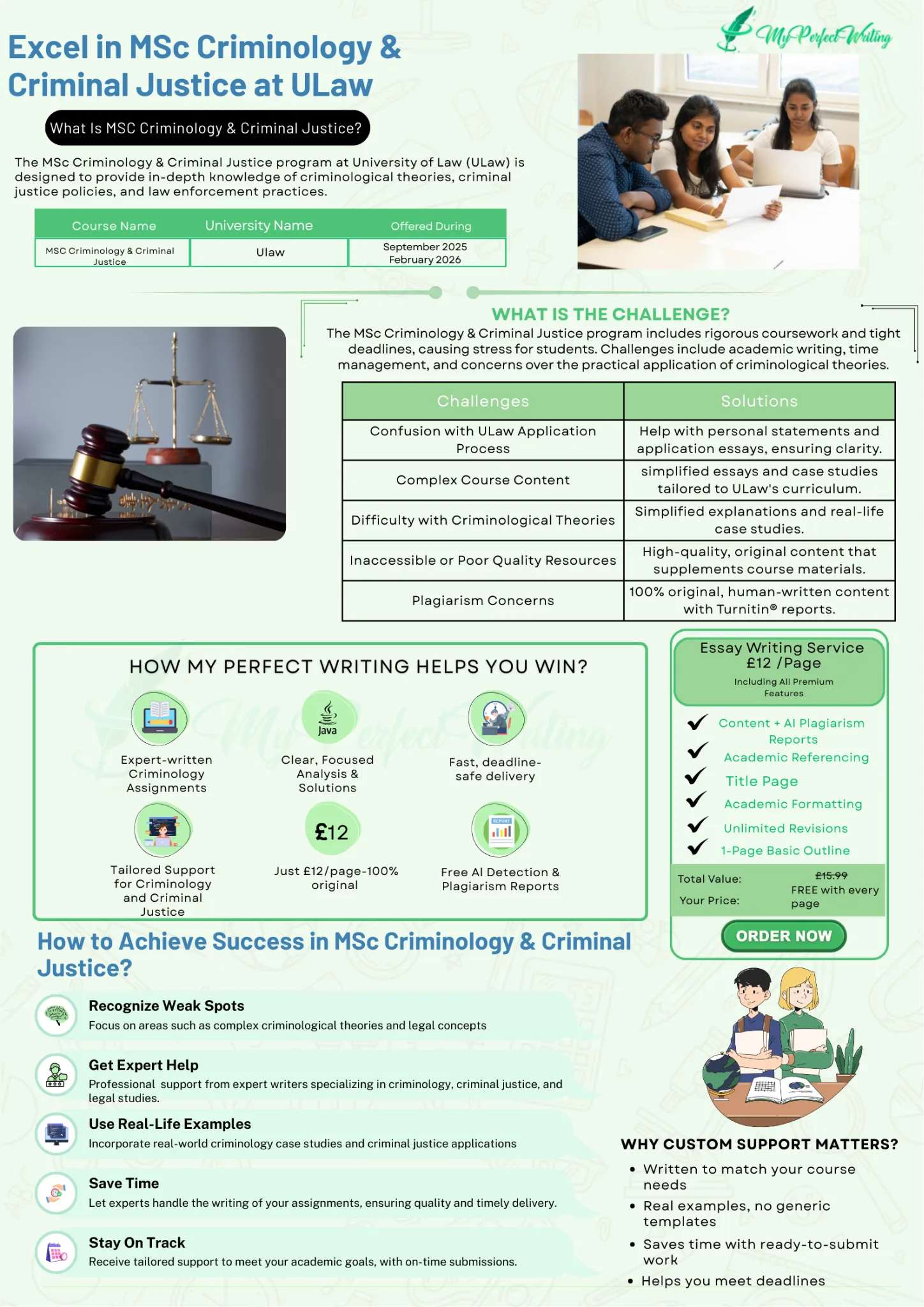 MSc Criminology & Criminal Justice - ULaw | Criminal Justice Assignment Help