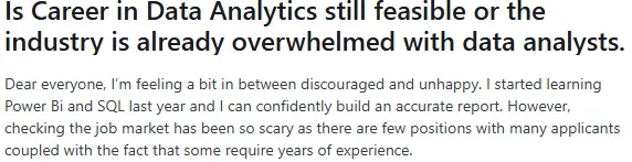 A student's review about the career concerns in Data Analytics