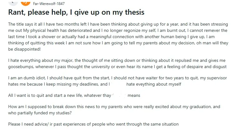 Student encountering issues in the Global DBA course on Reddit
