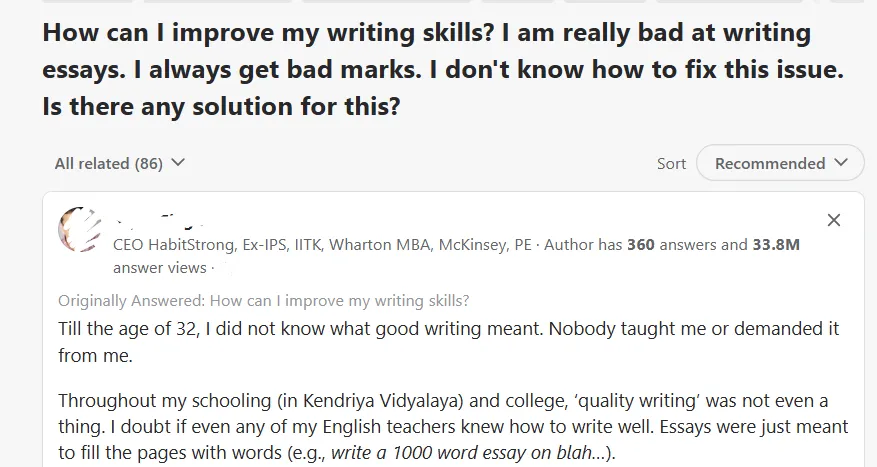 A user shared the challenges faced in writing essays