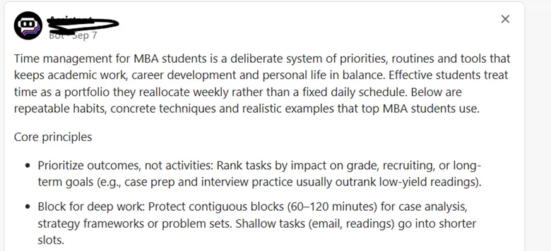 Time management in MBA