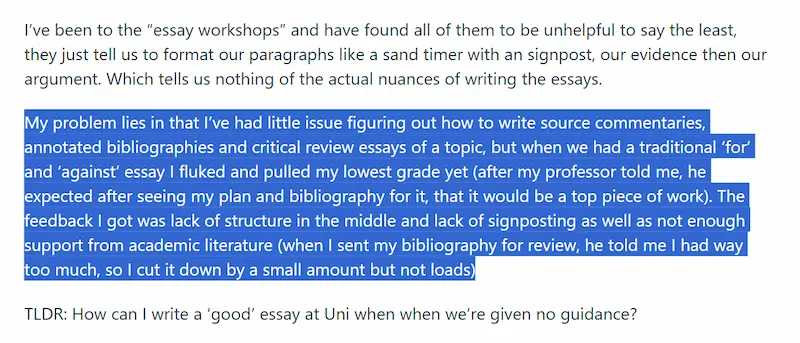 Students rant about low grades and inability to write a perfect essay