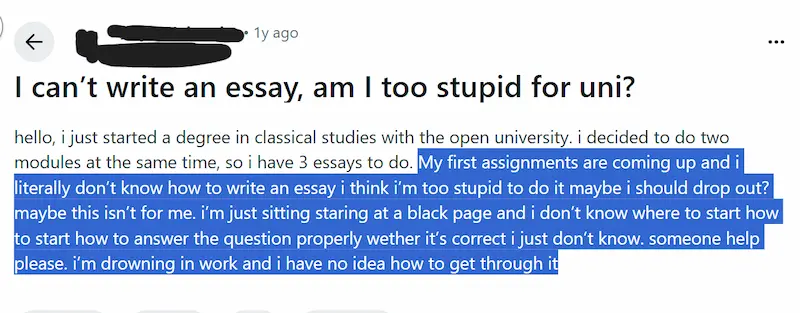 Student struggling with plagiarism and referencing issues