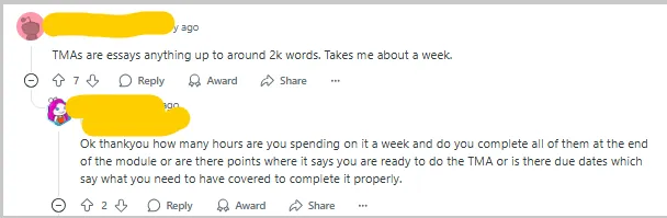 Student’s comment on TMS Timings on Reddit