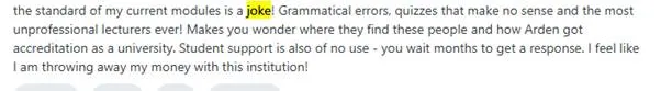 Student encountering issues in BA Business Management course on Reddit