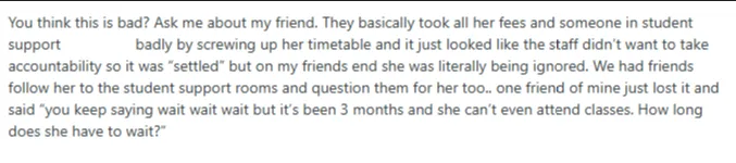 Student discussing issue on Poor administrative support in the LLB (HONS) Law course on Reddit